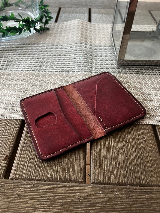 Minimalist Leather Wallet in Pueblo Leather (Bordeaux)
